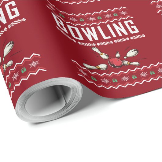 Bowling Ugly Christmas Sweater Geschenkpapier (Rolleneckpunkt)