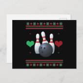 Bowling Ugly Christmas Sweater Xmas Postkarte (Vorne/Hinten)
