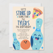 Bowling und Pizza Geburtstagsparty Einladung (Vorderseite)