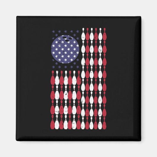 Bowling USA Flag 4. Juli Patriotic Bowler Men Magnet (Vorne)
