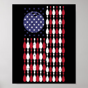 Bowling USA Flag 4. Juli Patriotic Bowler Men Poster