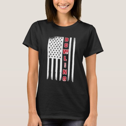Bowling USA Flaggen Bowling-Mannschaft Bowlingball T-Shirt (Vorderseite)