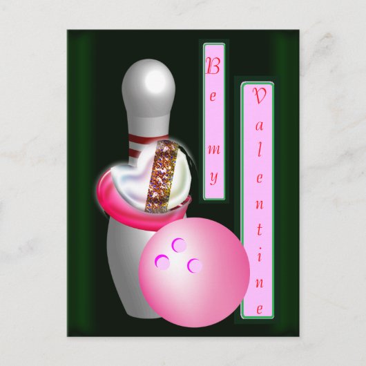 Bowling Valentine Feiertagspostkarte (Vorderseite)