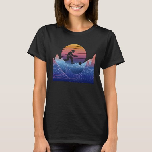 Bowling Vaporwave Sunset Bowling Pin Bowler Bowlin T-Shirt (Vorderseite)