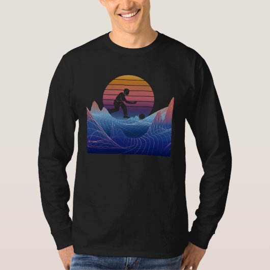 Bowling Vaporwave Sunset Bowling Pin Bowler Bowlin T-Shirt (Vorderseite)