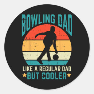 Bowling Vater Cooler Retro Vathers Day Bowler Dadd Runder Aufkleber