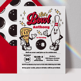Bowling Vintage Einladung - Rot