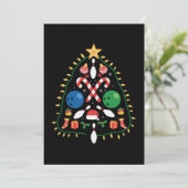 Bowling Weihnachtsbaum Einladung (Stehend Vorderseite)