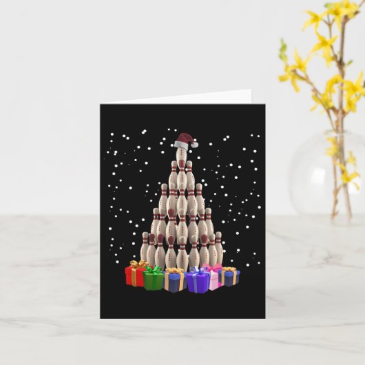 Bowling Weihnachtsbaum Funny Xmas Matching Family Karte (Gelbe Blume)