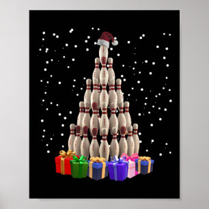 Bowling Weihnachtsbaum Funny Xmas Matching Family Poster