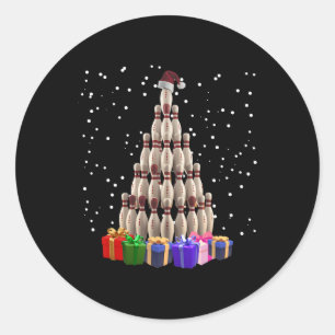 Bowling Weihnachtsbaum Funny Xmas Matching Family Runder Aufkleber