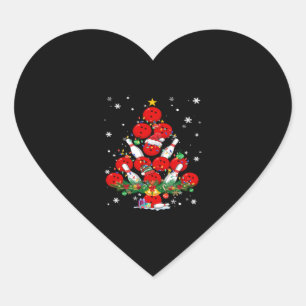 Bowling Weihnachtsbaum Santa Pickleball Lights Herz-Aufkleber