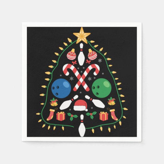 Bowling Weihnachtsbaum Serviette (Vorderseite)