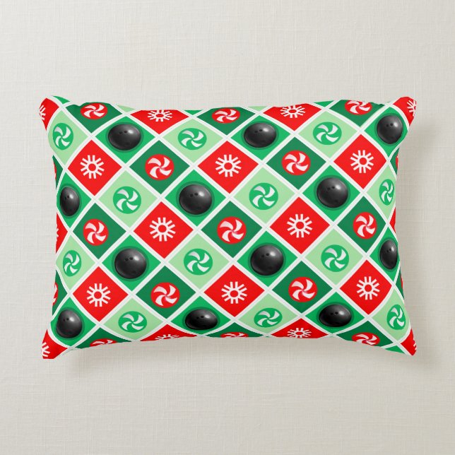 Bowling Weihnachtsfeiertag Dekokissen (Vorderseite)