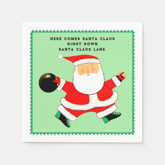 Bowling Weihnachtsfeiertag Serviette (Vorderseite)