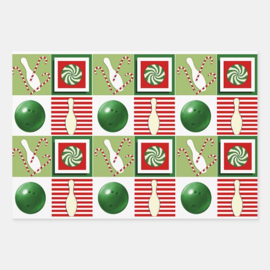 Bowling Weihnachtsgeschenk Geschenkpapier Set (Vorderseite)