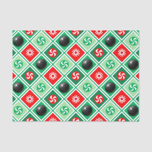 Bowling Weihnachtsgeschenkpapier Seidenpapier (Vorderseite)