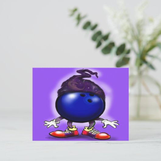 Bowling Wizard Postkarte (Stehend Vorderseite)