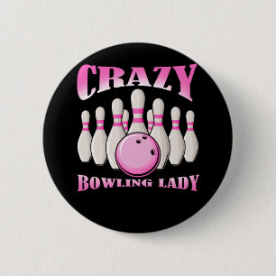 Bowling Woman Female Niedlich Bowler Lady Button
