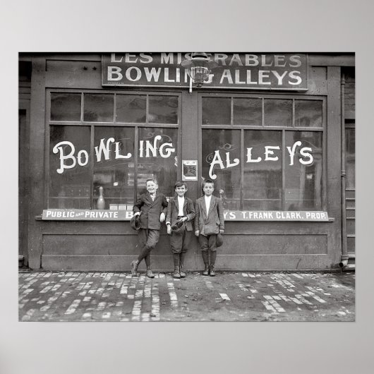 Bowlingbahn, 1911. Antikes Foto Poster (Vorne)