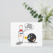 Bowlingball und Button will mich einfach auf dem R Postkarte (Stehend Vorderseite)