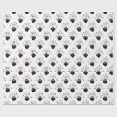 Bowlingball und Buttone auf weißem Grund Geschenkpapier (Flach)