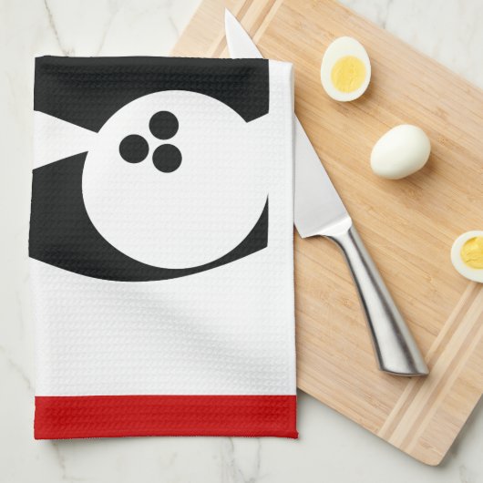 Bowlingball und Buttone Geschirrtuch (Viertel Falte)