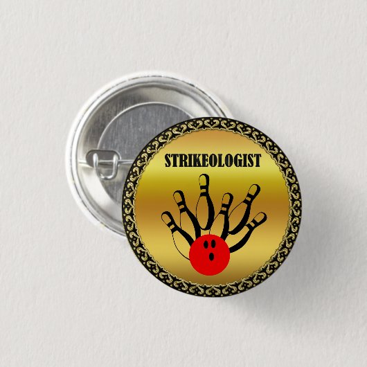 Bowlingball und Buttone mit dem Wort STRIKEOLOGIST Button (Vorne & Hinten)
