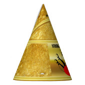 Bowlingball und Buttone mit dem Wort STRIKEOLOGIST Partyhütchen (Links)