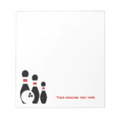 Bowlingball und Buttone Notizblock (Vorderseite)