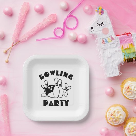 Bowlingball und Buttone Pappteller (Party)