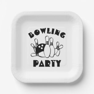 Bowlingball und Buttone Pappteller