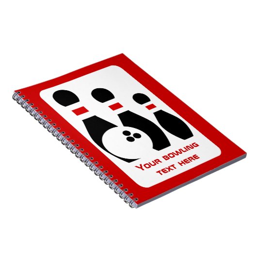 Bowlingball und Buttone rot und schwarz Notizblock (Rechte Seite)