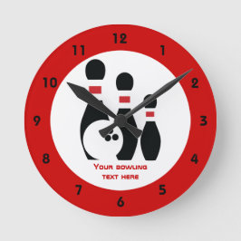 Bowlingball und Buttone Runde Wanduhr