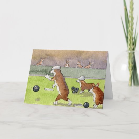 Bowlingcorgis-Ruhestands-Karte Karte (Vorderseite)