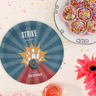 Bowlingkugel-Strike bringt Spaß zum Kindergeburtst Pappteller