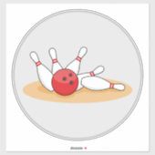 Bowlingkugel trifft Kegel Aufkleber (Blatt)
