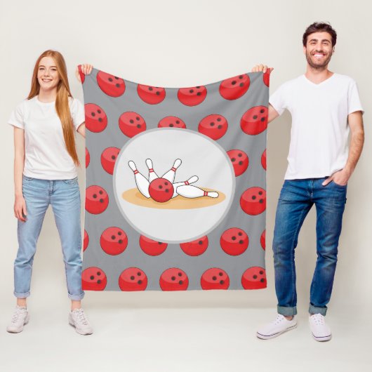 Bowlingkugel trifft Kegel mit Ballmuster Fleecedecke (Beispiel)
