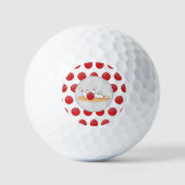 Bowlingkugel trifft Kegel mit Ballmuster Golfball (Vorderseite)