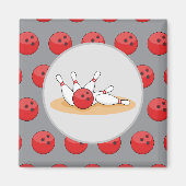 Bowlingkugel trifft Kegel mit Ballmuster Magnet (Vorne)