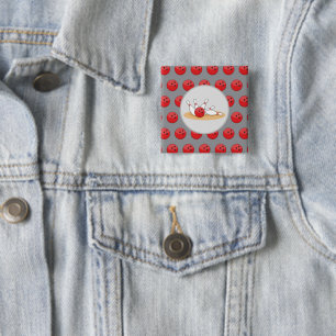 Bowlingkugel trifft Kegel mit Kugelmuster Button