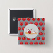 Bowlingkugel trifft Kegel mit Kugelmuster Button (Vorne & Hinten)