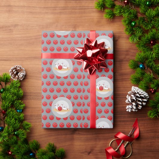 Bowlingkugel trifft Kegel mit Kugelmuster Geschenkpapier (Feiertagsgeschenk)