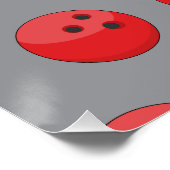 Bowlingkugel trifft Kegel mit Kugelmuster Poster (Ecke)