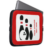 Bowlingkugel und Buttone in Schwarz Laptopschutzhülle (Vorne Rechts)