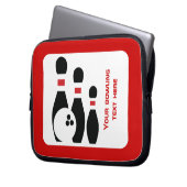 Bowlingkugel und Buttone in Schwarz Laptopschutzhülle (Vorderseite Links)
