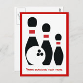 Bowlingkugel und Buttone, senkrecht Postkarte (Vorne/Hinten)