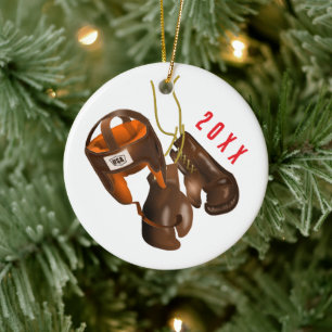 Bowlingkugel und Pin Weihnachten Keramik Ornament