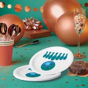 Bowlingkugel und Pins Spaß Sport Pappteller