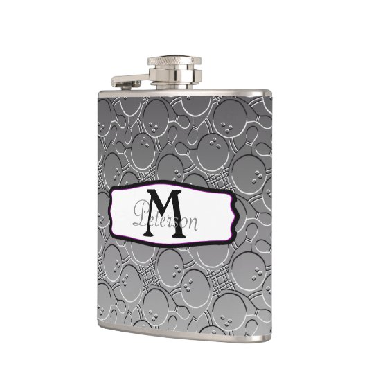 Bowlings-Ball Chrom Blick-Muster Personalizable Flachmann (Links)